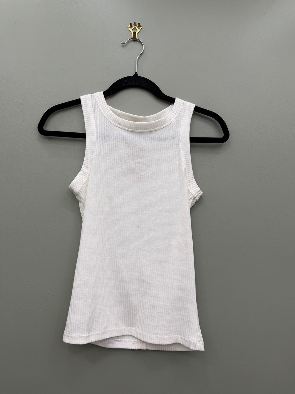 Zenana White Ribbed High Neck Tank Top NWT Boutique Size Small